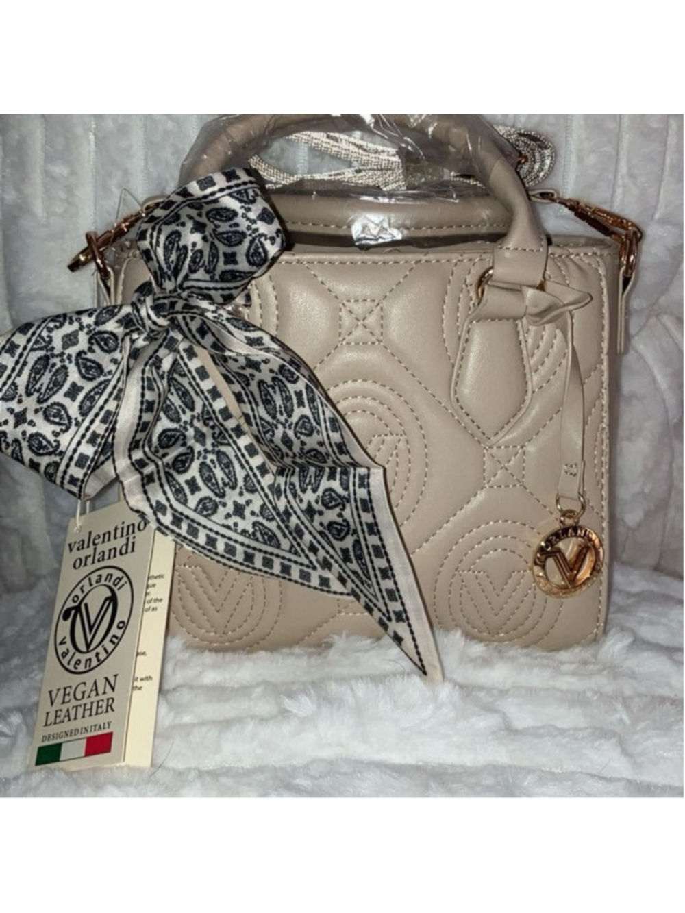 VALENTINO ORLANDI CREAM SATCHEL BAG BRANDED CROSSBODY NEW WITH TAGS